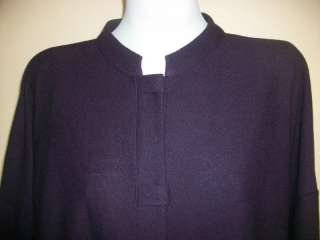 Eileen Fisher Plum Wool Mandarin Jacket Pant Set Sz M/L  