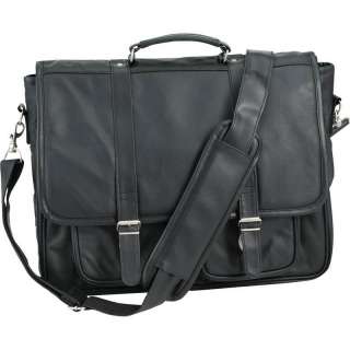 New Black Solid Leather Briefcase Attache Case Satchel Tote Messenger 