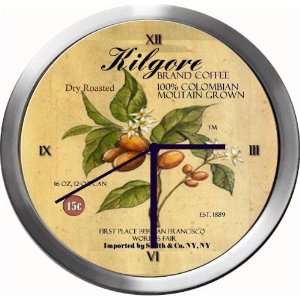  KILGORE 14 Inch Coffee Metal Clock Quartz Movement 