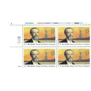 1985 F.A. BARTHOLDI, STATUE OF LIBERTY SCULPTOR #2147 Plate Block of 4 