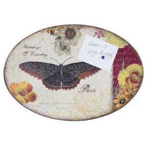  Oval Cork Board with Moth Image  Moth with Yellow Flower 