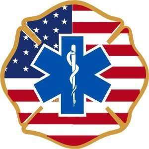 com Firefighter Decal/Sticker   4x4 USA Maltese EMS Firefighter/EMT 