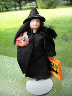 Dollhouse Miniatures Halloween Witch Doll Trick/Treater  