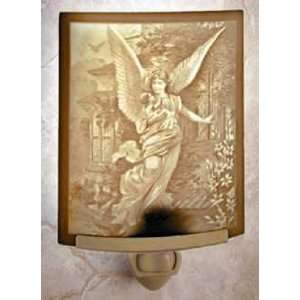   In Angels Arms    Curved Porcelain Lithophane night 