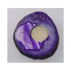  Purple Thick Slab Agate Small Stone Candle Holder 