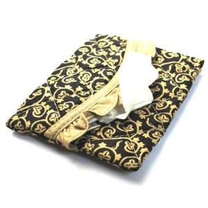  Cotton Tissue Case, Gold Vine Design/Black Background 