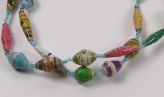 Fair Trade Glossy Paper (Recycled) Necklace, Handmade in Kenya, 56 
