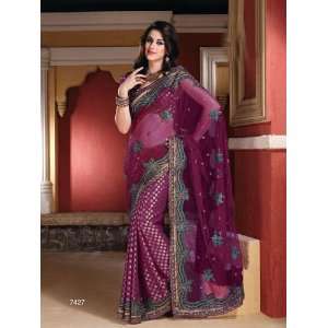   Georgette Saree With Embroidery & Sequins Work   7427 