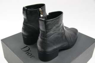 AW10 Dior Homme Black Leather Cuban Heel Boots 43.5 45 10.5 12 Hedi 