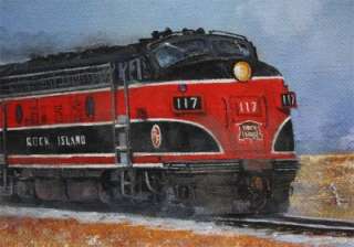 Original C.L. Smith Train Oil Painting On Linen Rock Island Line 