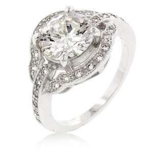   Prong Set Round cut Clear CZ and Totaling 6.5 Carats in Silvertone, 5
