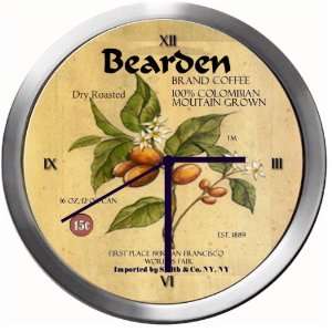  BEARDEN 14 Inch Coffee Metal Clock Quartz Movement 