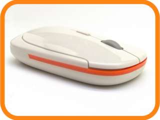 New SLIM white orange cordless USB scroll mouse souris  