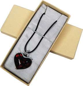 Red Dichroic Glass Heart Necklace handmade in Italy  