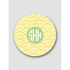  Preppy Plates Personalized Plates, Set of 4/Waves Yellow 