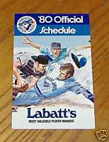 toronto blue jays pocket schedule 1980 MBL  