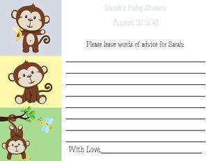 24 Sweet Little Monkey Baby Shower Advice Cards  