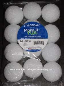 12 PCS 2 White Styrofoam Balls  