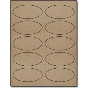  Brown Kraft Oval Labels, 1 3/4 x 3 3/4   100 Sheets 
