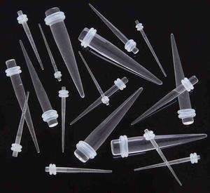 Set of 9 CLEAR Ear Stretching TAPERS   1.6 to 10mm   UK  