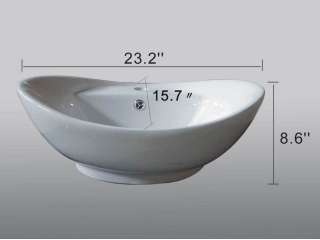 New European Style Ceramic White Vessel Sink Bowl 23x15 Contemporary