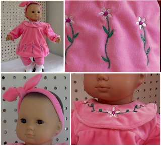 Doll Clothes fits Bitty Baby 3pc Melon Color Velour Set  
