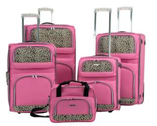 Rockland Leopard Print 5 Pc Luggage Set   Pink $560  