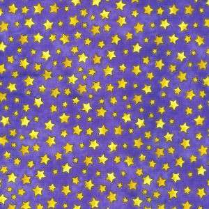YELLOW STARS ON LT PURPLE BACKGRD~ Cotton Quilt Fabric  