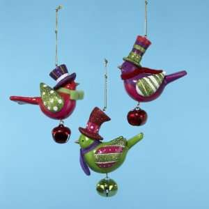  Pack of 6 Winter Whimsies Jingle Bell Bird Christmas 