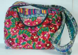 HANDMADE MEXICAN COLOR EMBROIDERY FLORAL TOTE BAG PURSE  