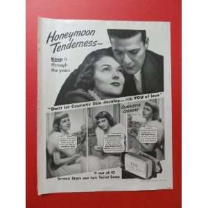 1938 Lux Toilet Soap, print advertisment (Honeymoon/Claudette Colbert 