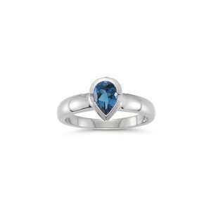 1.34 Cts London Blue Topaz Solitaire Ring in 14K White 