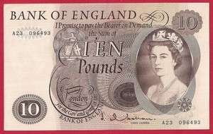 BANK OF ENGLAND   TEN POUNDS ( 1964 1966 ) J.Q.Hollom  