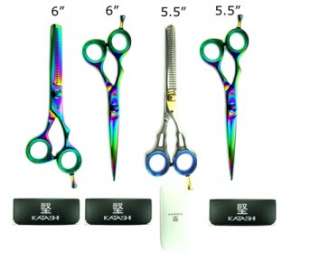   Titanium Barber Hair Cutting Styling Thinning Scissors Shears 4p