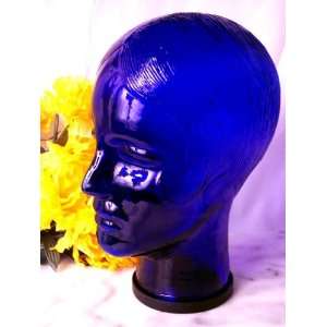  Blue Glass Mannequin Head WOMAN