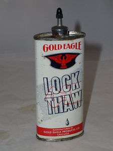 GOLD EAGLE OIL OILER TIN CAN LEAD TOP ADVERTISING 421 R  