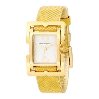 BCBG Women’s Royale Silver Dial Gold Tone Case Leather Strap Watch 
