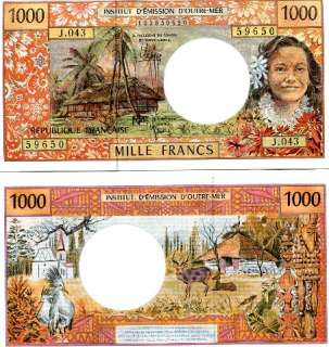 FRENCH PACIFIC 1000 Francs ND (1996) P 2 UNC (2010)  