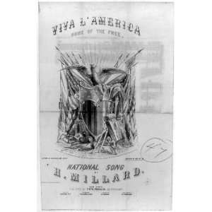  Viva lAmerica,Home,free,sheet music cover,patriot,1859 