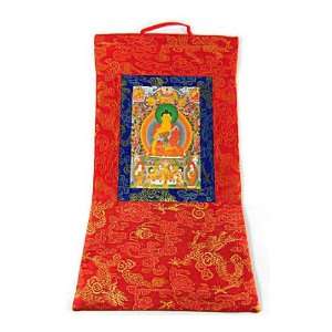  MINI TIBETAN THANGKA ~ Shakyamuni Buddha ~ Red ~ 8 x 12 