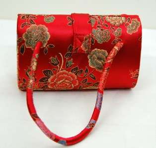 SILK BROCADE PURSE Red Blossom Clutch Tote Hand Bag New  