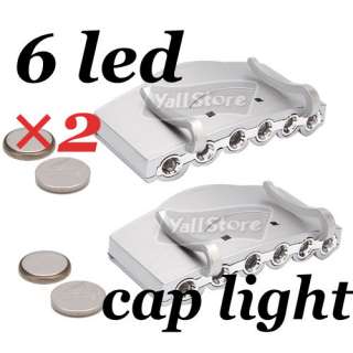 2x 6LED 4 Mode Flashlight Camping Clip On Cap/Hat Light  