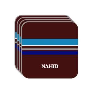 Personal Name Gift   NAHID Set of 4 Mini Mousepad Coasters (blue 