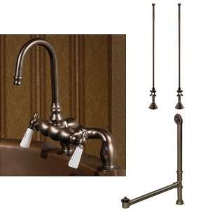 Deck Mount Gooseneck Faucet, Supplies for Copper Pipe, & Drain   7 