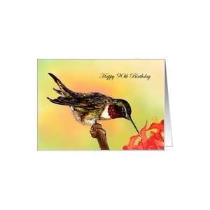  90 Years Old Hummingbird and Flowers Birthday Cards Card 