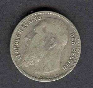 BELGIUM SCARCE BEAUTIFUL 1 FRANC 1904 DER BELGEN COIN   