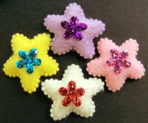 60 Furry Shiny Padded Star Appliques Trim Hair Bow Mix  