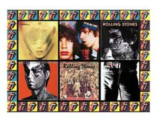 The ROLLING STONES Album Covers Collage Textile Poster  