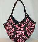 Belvah Black W Pink Damask Pattern Hobo Handbag Purse nwt Free US 