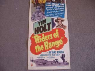TIM HOLT RIDERS OF THE RANGE INSERT MOVIE POSTER 1949  